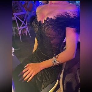 Elegant Black Lace Evening Dress Xs size hot sale🔥